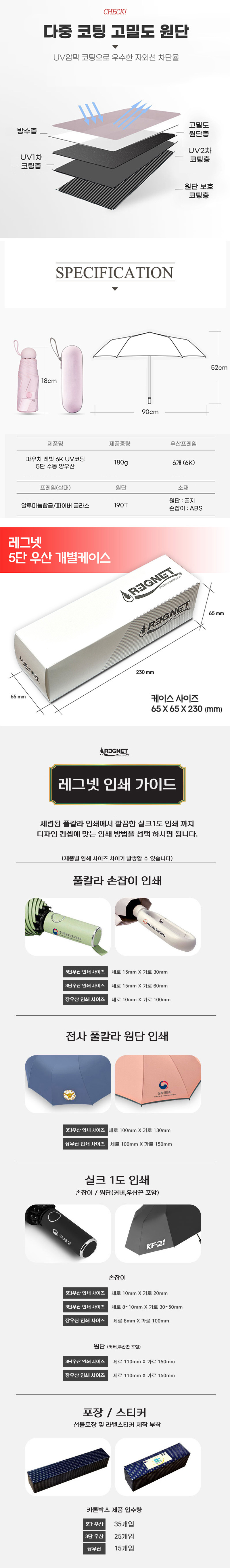 파우치 레빗 6K UV코팅 5단 양우산 파우치포함 상세 이미지