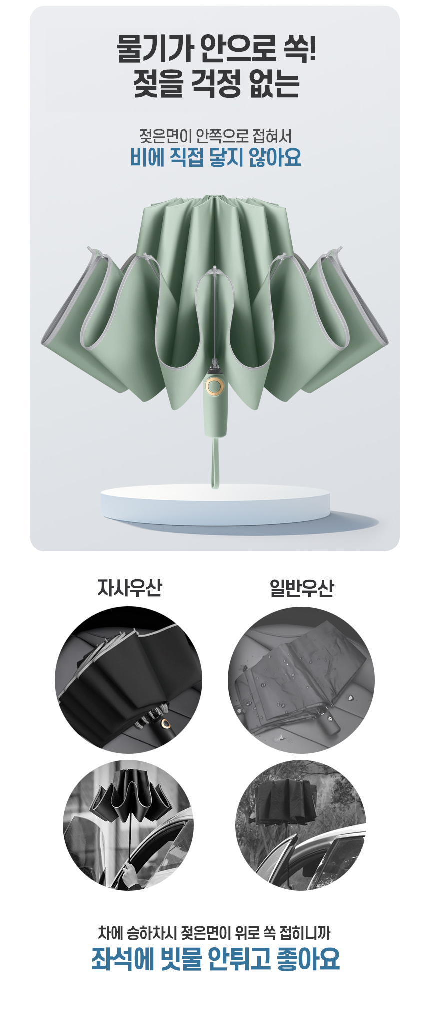 심플링 10K 거꾸로 3단 완전자동 양우산 (지퍼 우산 커버) 상세 이미지